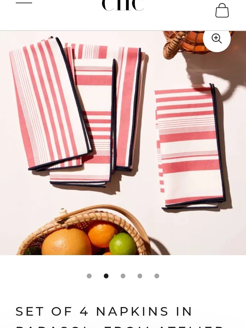 Set of 4 Coral Stripe Cotton Napkins